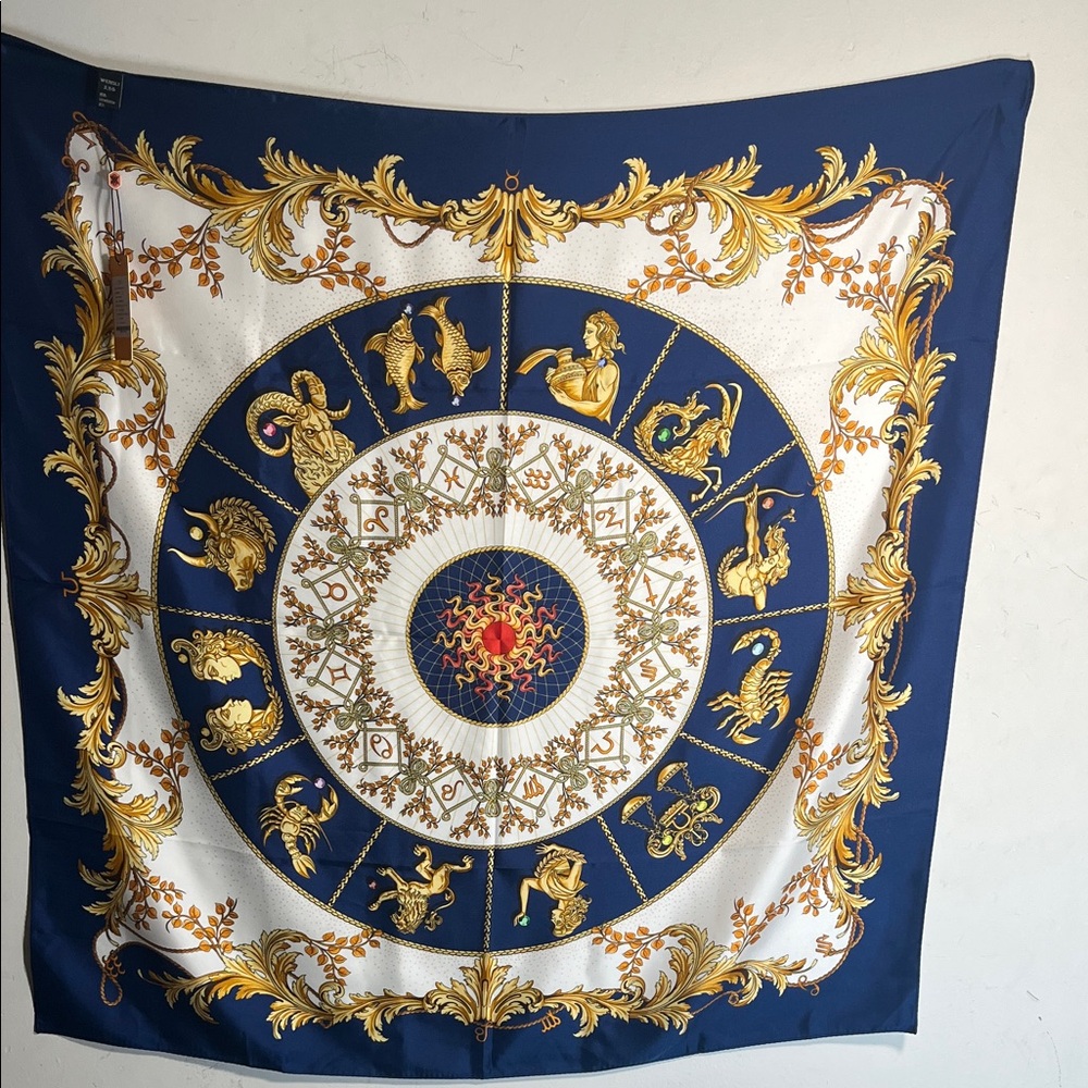 NWT Wensli Zodiac Chinese Silk Square Scarf 35” x 35”